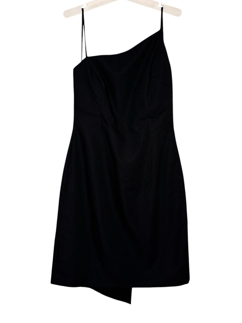 Vintage 90s 00s Y2K David Meister Dress 10 Black Asymmetric Combed Cotton Lined